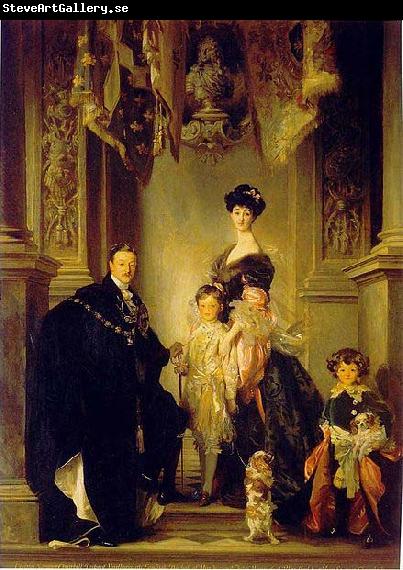 John Singer Sargent Portrait of the 9th Duke of Marlborough with his family